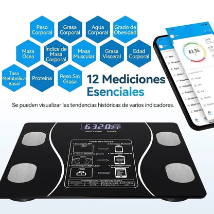 Balanza Báscula de Peso Corporal hasta 180 kg - Negro