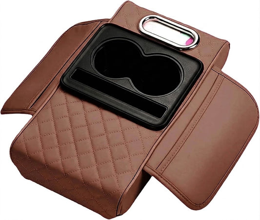 Caja de almacenamiento para auto portavaso porta servilleta y teléfono - Marrón